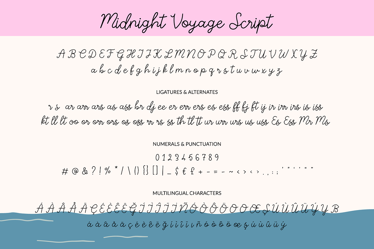Midnight Voyage Summer Beach Travel, a Handwritten Font by Kaya Fonts (Photo 15 of 32)