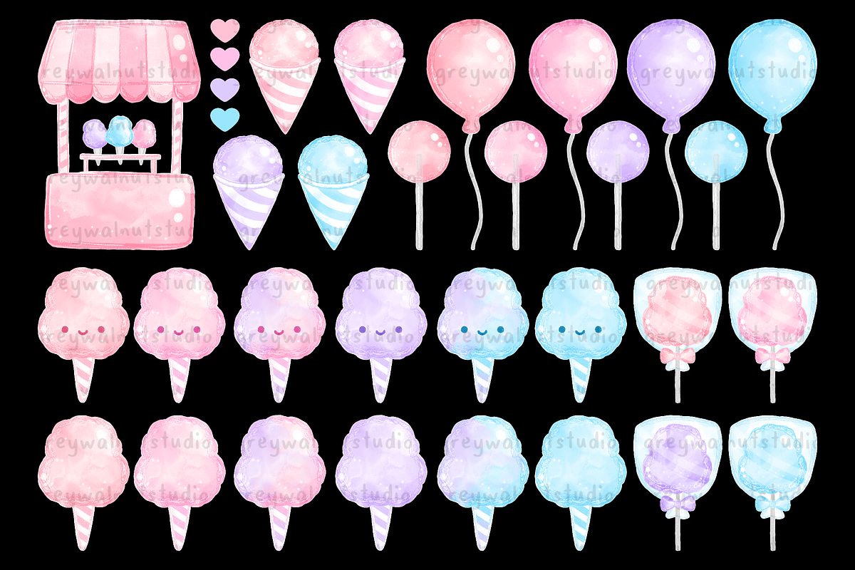 Cotton Candy Clipart, an Illustration by greywalnutstudio (Photo 3 of 4)