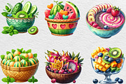 Watercolor Healthy Fruit Bowls, an Illustration by Black Bird Studio (Thumbnail 3 of 6)
