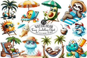 Funny Sunbathing  Clipart Bundle, an Illustration by Designking