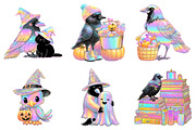 Whimsical Crows Halloween Clipart, a Seasonal Illustration by DreamArtGraphic (Thumbnail 3 of 5)