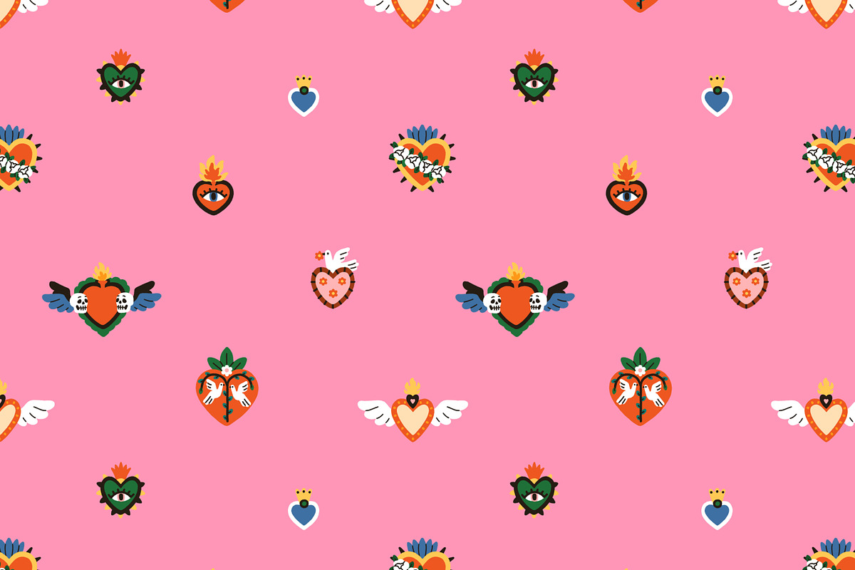 Mexican hearts seamless patterns, a Pattern Graphic by Good Studio (Photo 4 of 13)