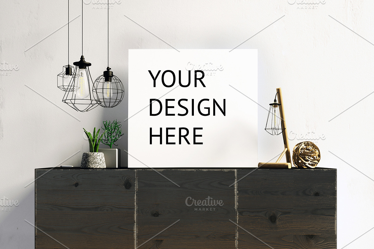9 mock up poster frame in interior, a Print Template by ChromiumHeart (Photo 4 of 10)