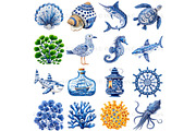 Sea Toile Clipart and Patterns, a Decorative Illustration by Nicole Branger Art (Thumbnail 6 of 28)