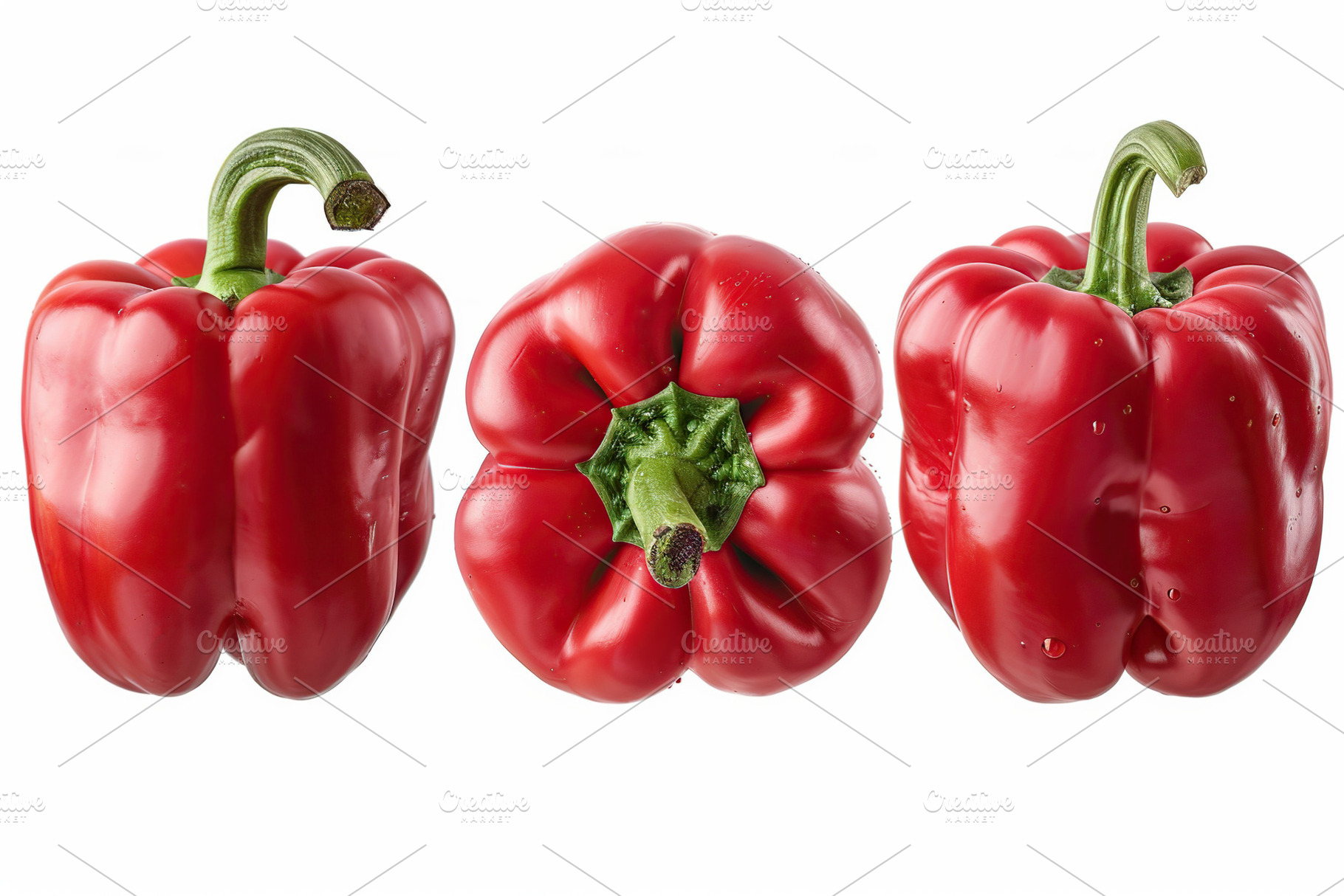 Ripe red peppers isolated on white background, a Food & Drink Photo by AlyaAnd
