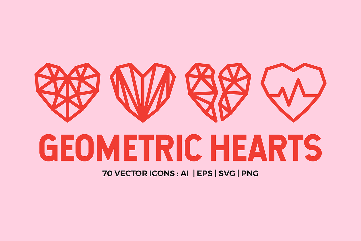 70 Geometric Hearts Logo, an Outline Icon by Abstracto-Create (Photo 1 of 8)