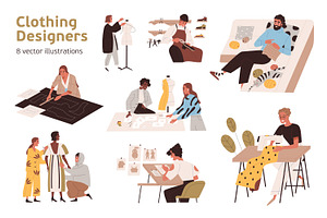 Designers creating clothing set, a Person Illustration by Good Studio