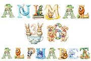 Cute Animal Alphabet Clipart Bundle, an Illustration by Designworld (Thumbnail 5 of 6)