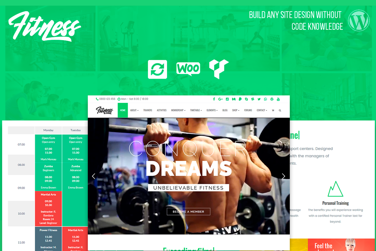Fitness & Club WordPress Theme, a WordPress Template by Visualmodo (Photo 1 of 17)