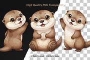 15 Bundle Watercolor Otter Cute, an Animal Illustration by Morspective (Thumbnail 2 of 8)