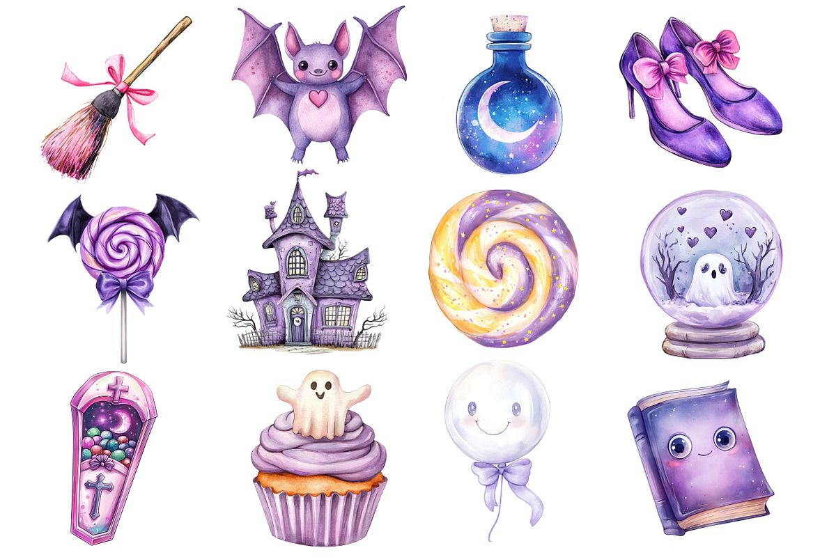 Purple Pastel Halloween Clipart, an Illustration by Dream Creation (Photo 4 of 4)