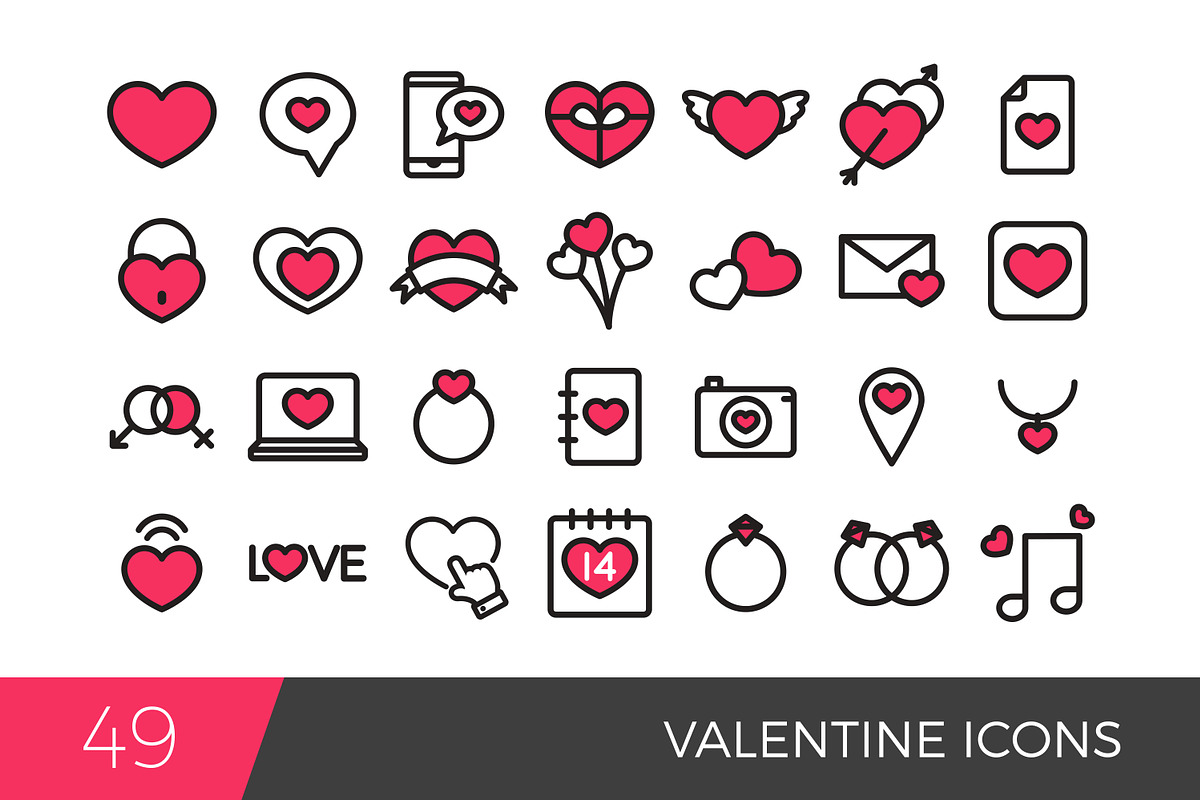 Colorful Valentine icons, an Outline Icon by Woo Graphics (Photo 1 of 2)