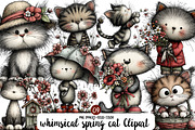 whimsical spring cat Clipart, an Illustration by Designworld (Thumbnail 1 of 6)