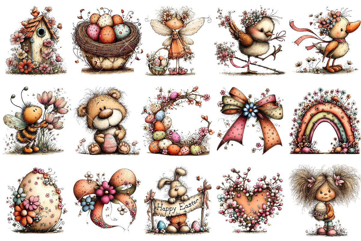 Whimsical Easter Clipart Bundle, an Illustration by OK Design (Photo 3 of 6)