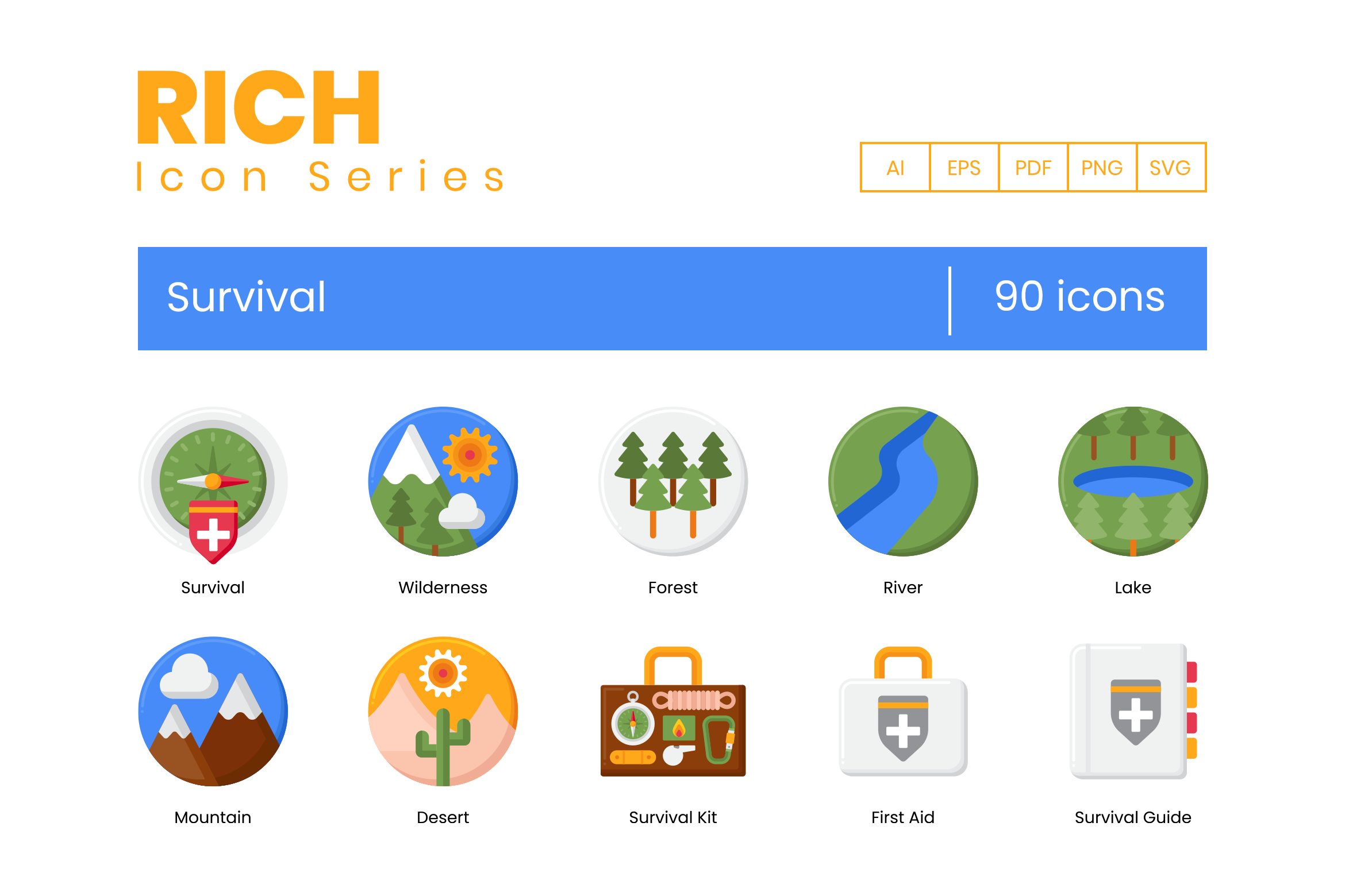 90 Survival Icons | Rich, an Icon by Flat Icons