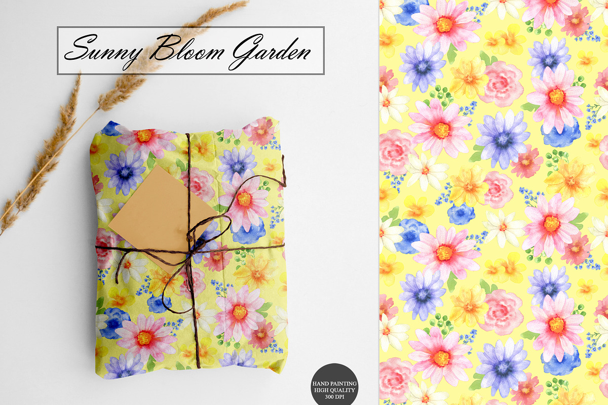 Watercolor Flowers Seamless Patterns, an Illustration by OlDm_Shop (Photo 7 of 10)