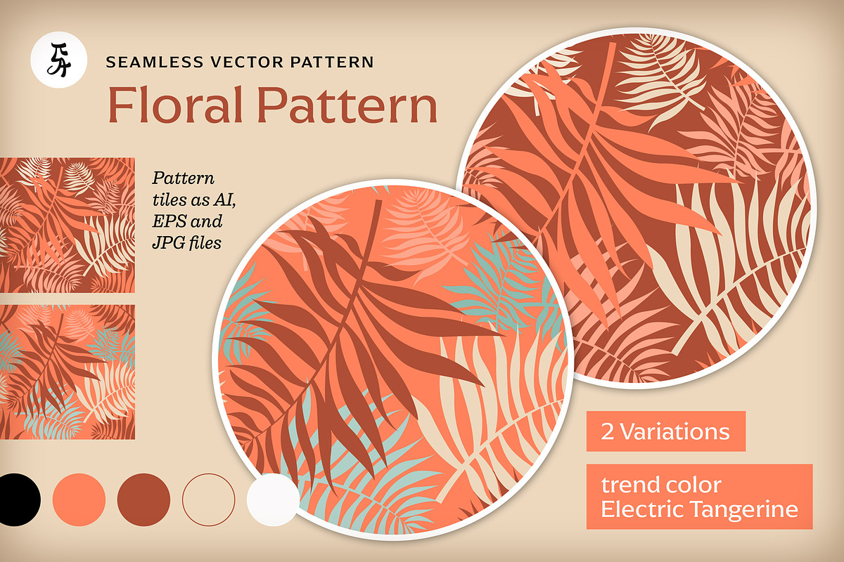 Leaves Pattern Electric Tangerine, a Pattern Graphic by Pia Kolle (Photo 2 of 6)