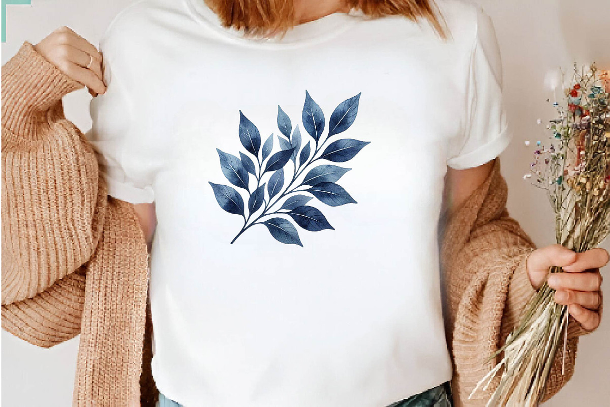 Blush and Blue Leaves Florals, a Seasonal Illustration by CreationArt (Photo 6 of 7)