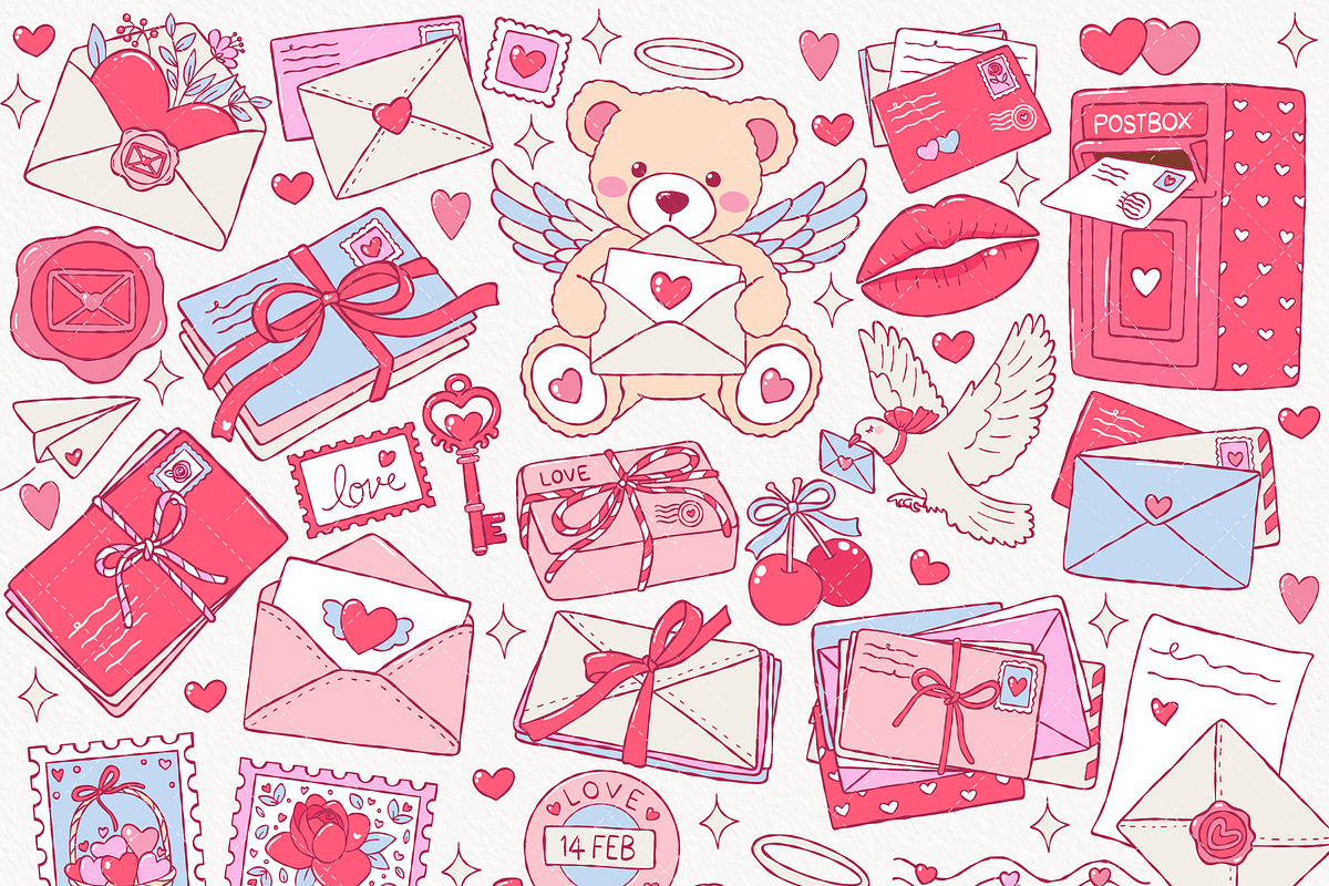 Love Mail Clipart Bundle | Valentine, a Seasonal Illustration by TitaLivingArt (Photo 2 of 9)