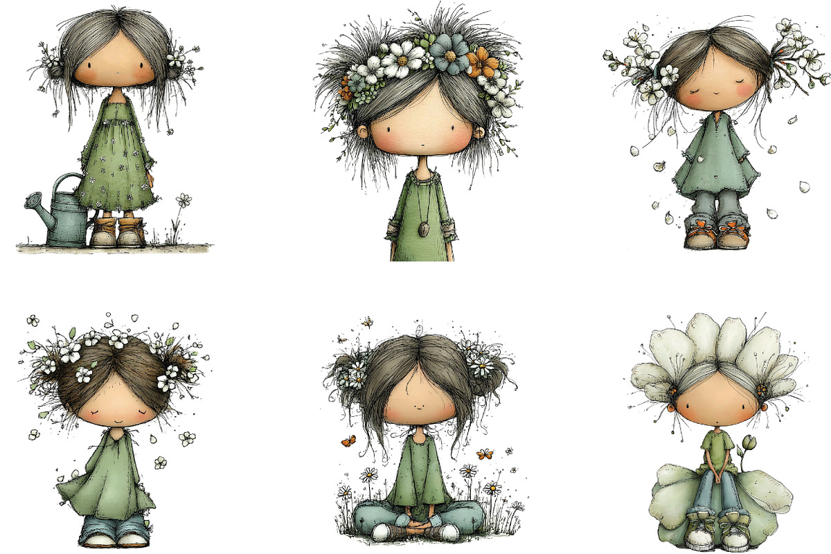 Flowers and Girls Big Clipart Bundle, an Illustration by CraftArtStudio (Photo 3 of 6)