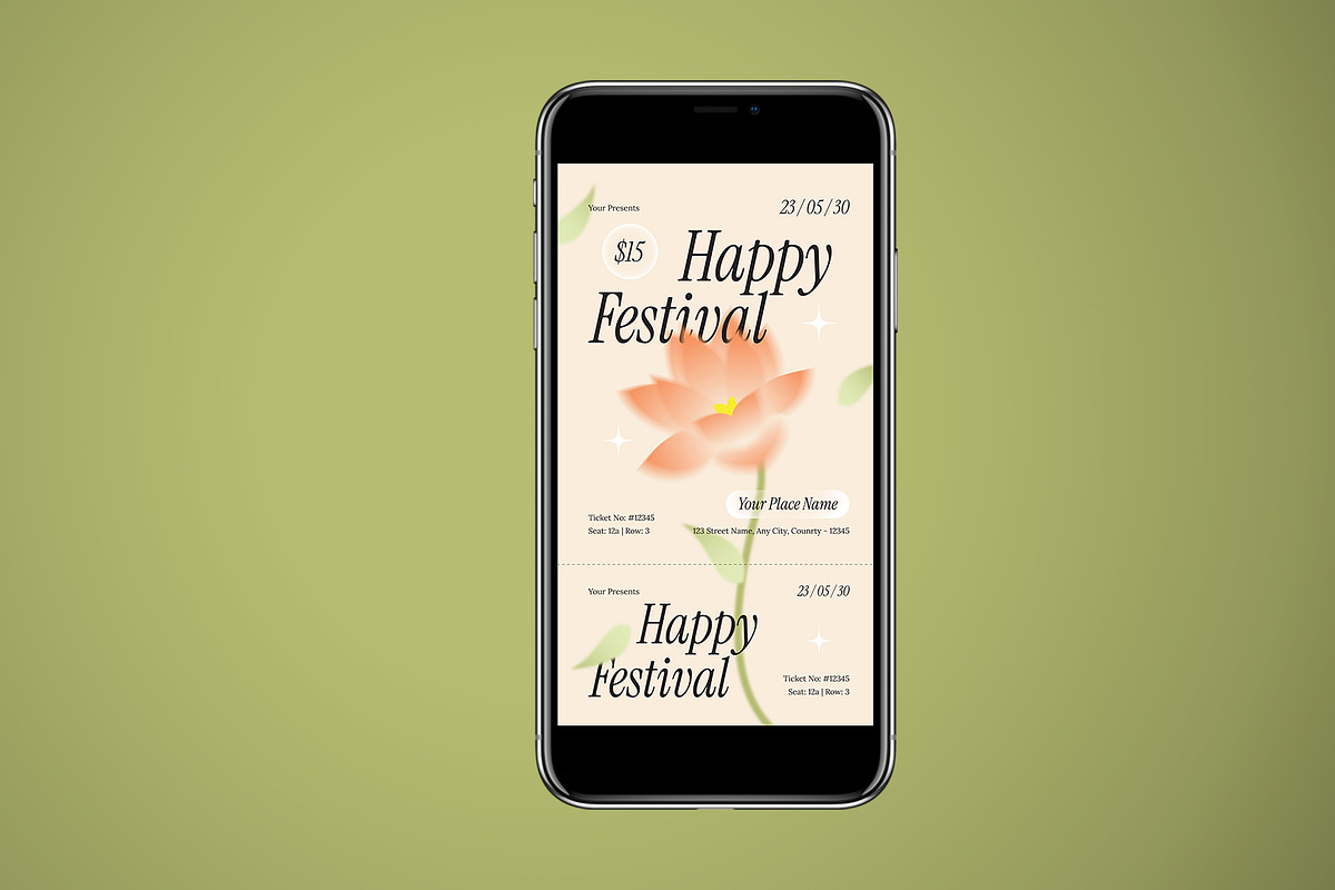 Festival Ticket Floral Theme, a Stationery Template by Neermana (Photo 3 of 4)