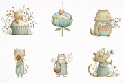 Whimsical Funny Spring Cats Clipart, an Illustration by DreamArtGraphic (Thumbnail 6 of 8)