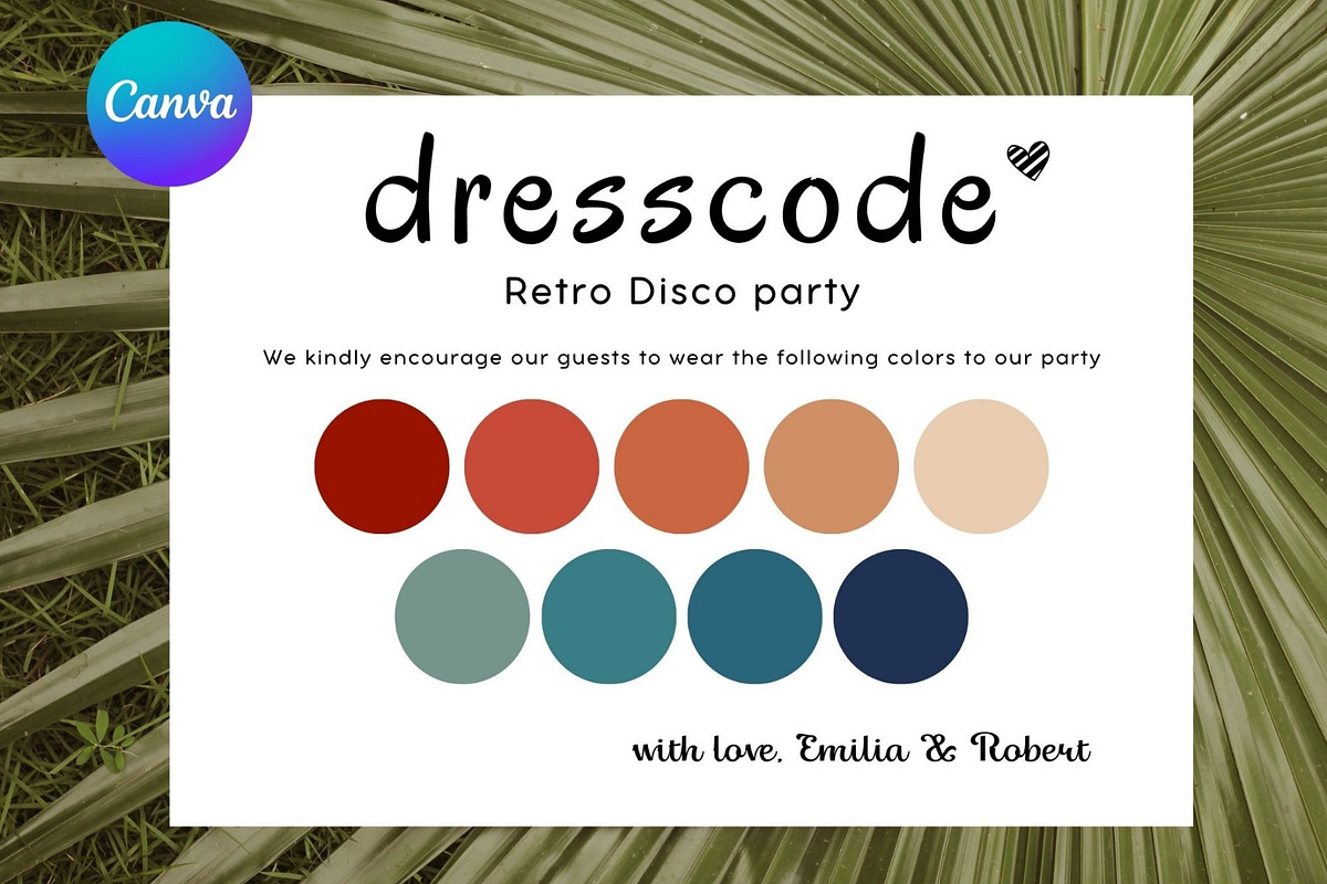 Disco Retro party dresscode card, a Card Template by EvaTemplates (Photo 3 of 5)