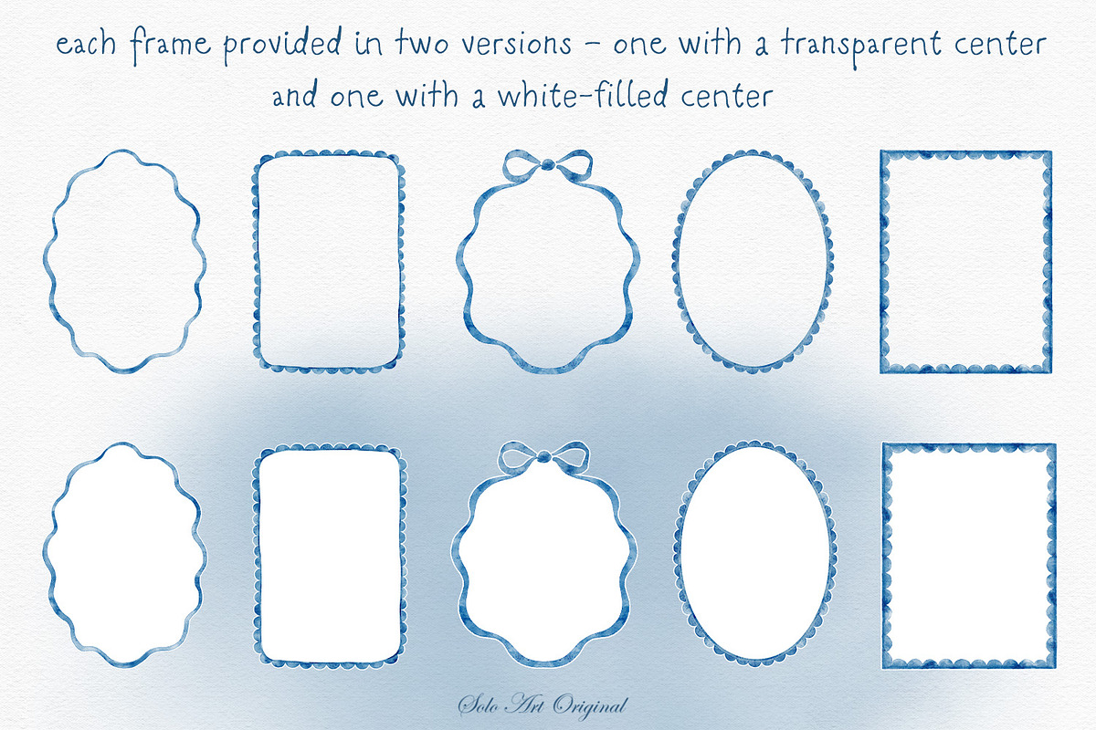 Frames and Borders-Blue Watercolor, an Object Graphic by Solo Art Original (Photo 3 of 8)