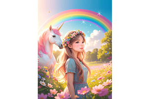 Young Girl with Flowers in Her Hair, a Person Illustration by Sharon Schwalbe