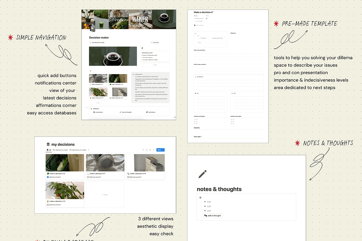 Decision maker - Notion template, an App Template by Iasan Design (Photo 8 of 11)