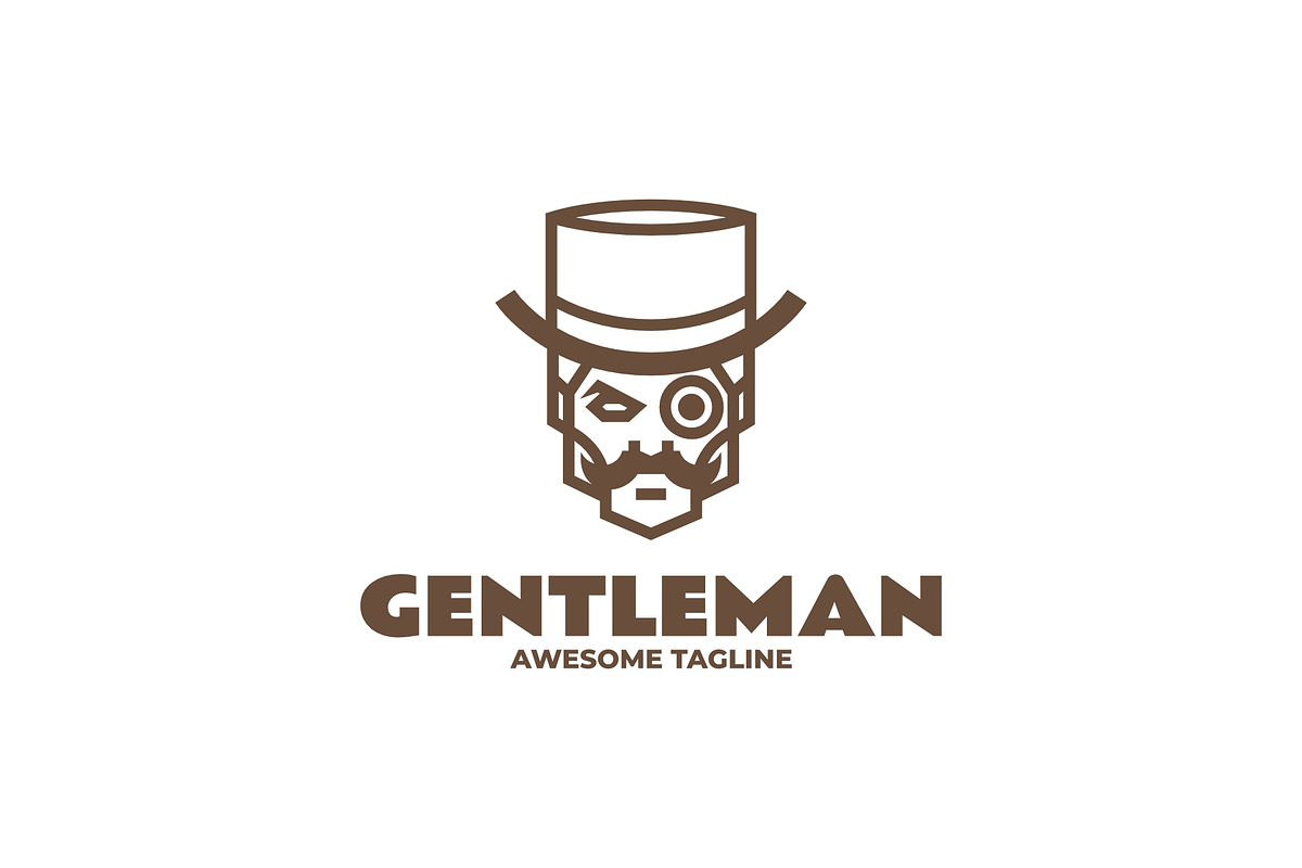 Line Art Gentleman Skull Logo Design, a Branding & Logo Template by Artnivora.Std