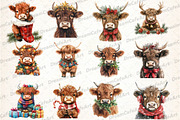 Cute Christmas Highland Cow Clipart, an Illustration by DreamCafeArt (Thumbnail 3 of 5)
