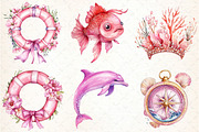 Pink Sea Adventure Clipart, an Illustration by DreamCafeArt (Thumbnail 4 of 8)