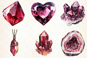 Burgundy Crystals and Gems Clipart, an Illustration by Libby Wishes (Thumbnail 2 of 7)