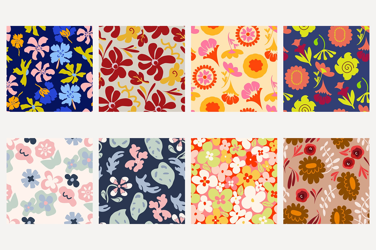 Whimsical Playful Floral Patterns, a Pattern Graphic by Trisuphat (Photo 4 of 6)