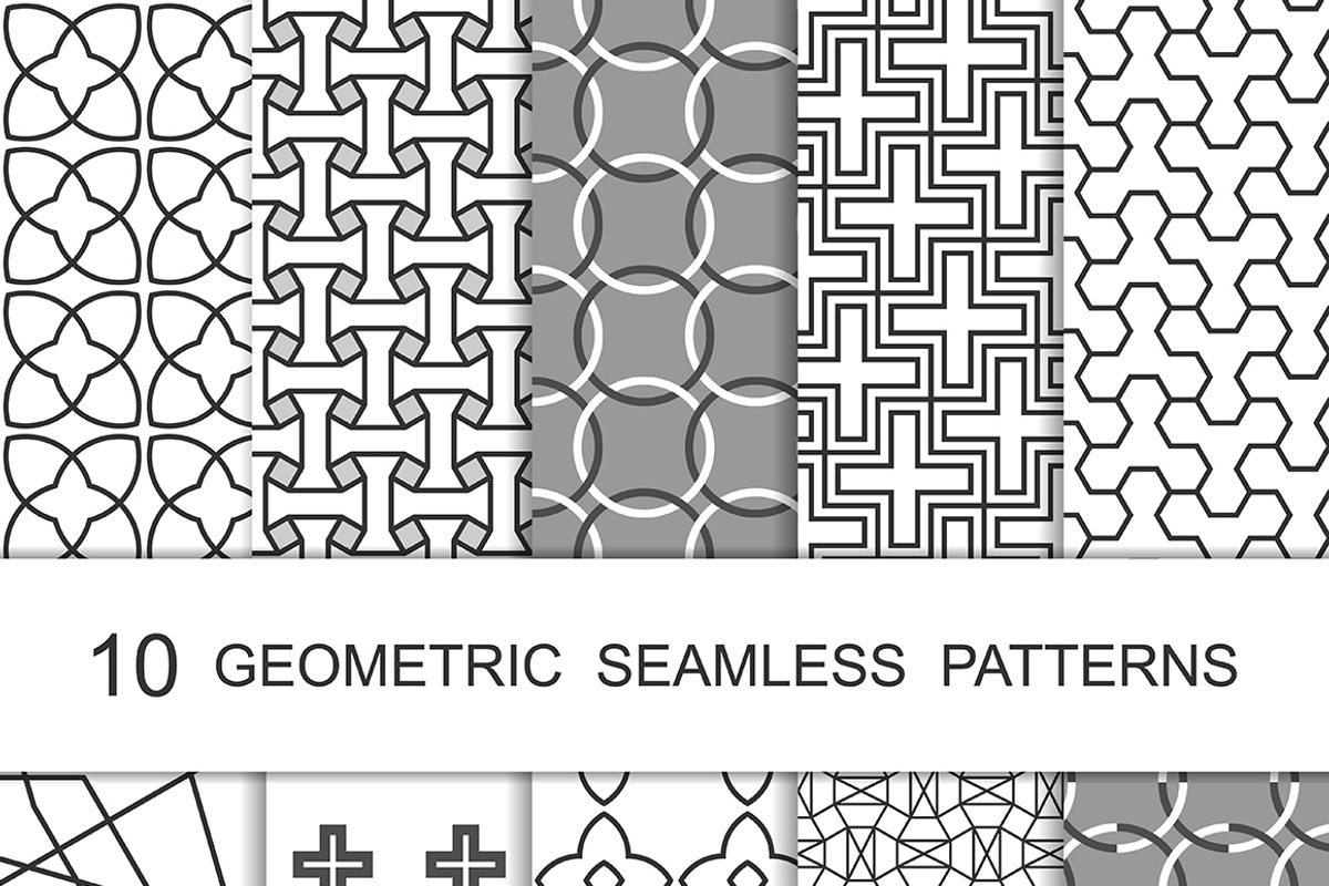 Seamless Geometric Patterns Set 1, a Pattern Graphic by LuckyDesigner