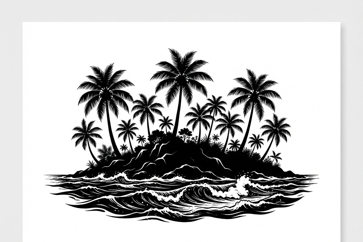 50 Tropical Palm Island Silhouette, an Empty State Illustration by Amazin_art (Photo 28 of 41)