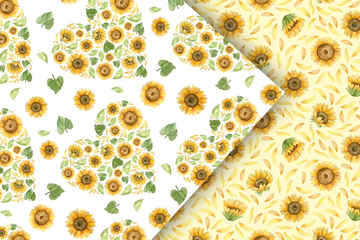 Sunflowers clipart, patterns, frames, a Decorative Illustration by Valin Malin (Photo 12 of 16)