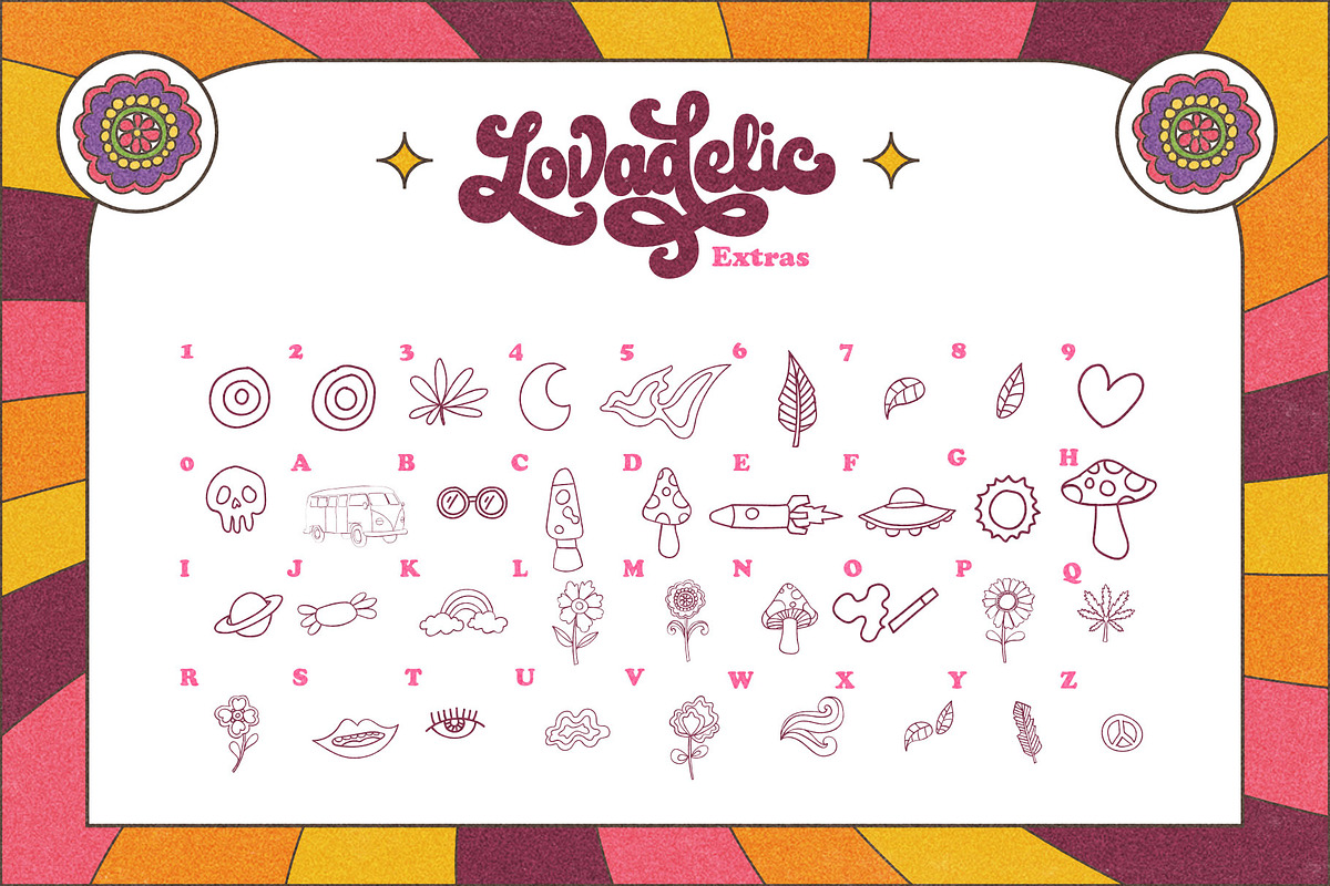 Lovadelic + Extras, a Script Font by Aiyari (Photo 13 of 14)