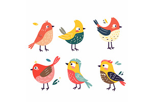 Colorful cartoon birds, cute bird, an Animal Illustration by Vectorstockersland