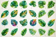 Watercolor Tropical Leaves Clipart, a Seasonal Illustration by RobertsArt (Thumbnail 4 of 7)