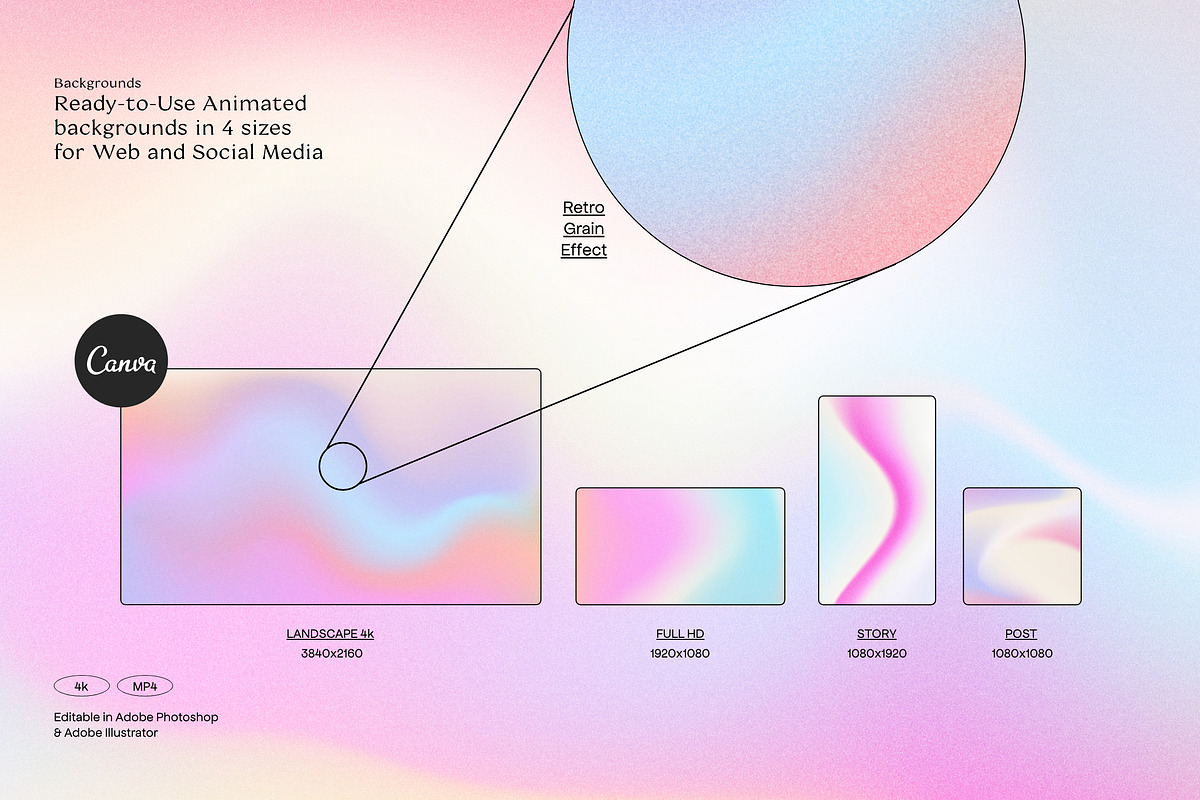 CANDY Animated Gradients Backgrounds, a Social Media Template by Sparrow & Snow (Photo 3 of 21)