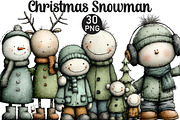 Christmas Snowman Clipart, an Illustration by Black Bird Studio (Thumbnail 1 of 6)