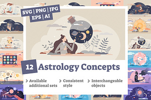 12 Astrology Vector Illustrations