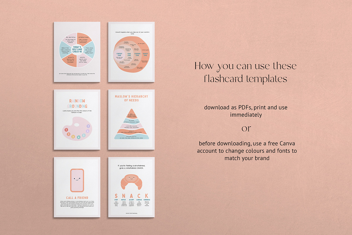 Anxiety Coping Card Canva Templates, a Templates & Theme by Miri Campbell (Photo 2 of 10)