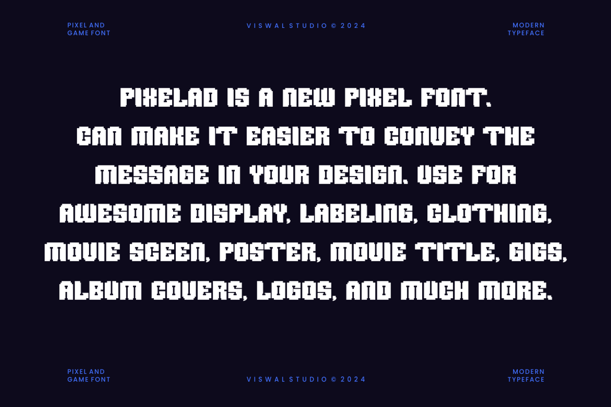 Pixelad - Modern Pixel Font, a Sans Serif Font by Viswal Studio (Photo 4 of 8)