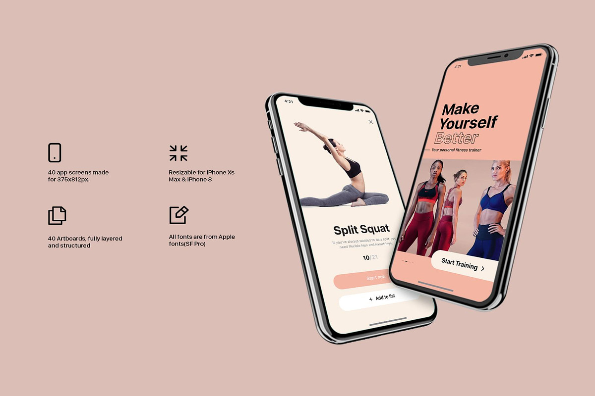 Hermes Fitness Mobile App UI Kit, an UI Kit Template by Creative Perspective (Photo 3 of 6)