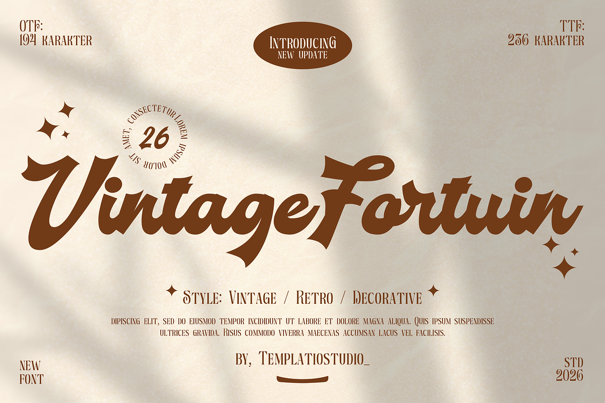 Vintage Fortuin Brush Script Font, a Handwritten Font by Templatiostudio (Photo 1 of 12)