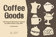 Coffee Goods: 100 Textured Graphics, a Food Illustration by Veyla (Thumbnail 1 of 14)