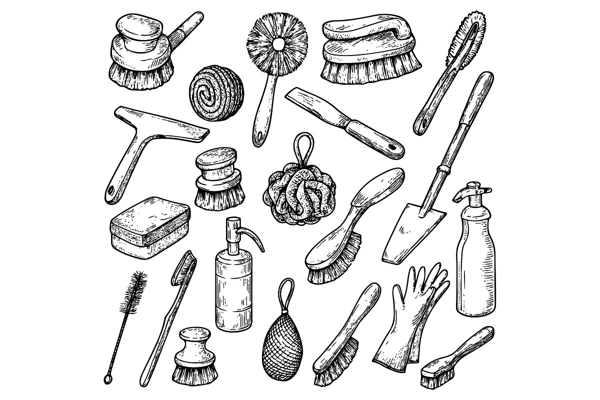 Cleaning Tools Pack, an Object Graphic by nikagraphic